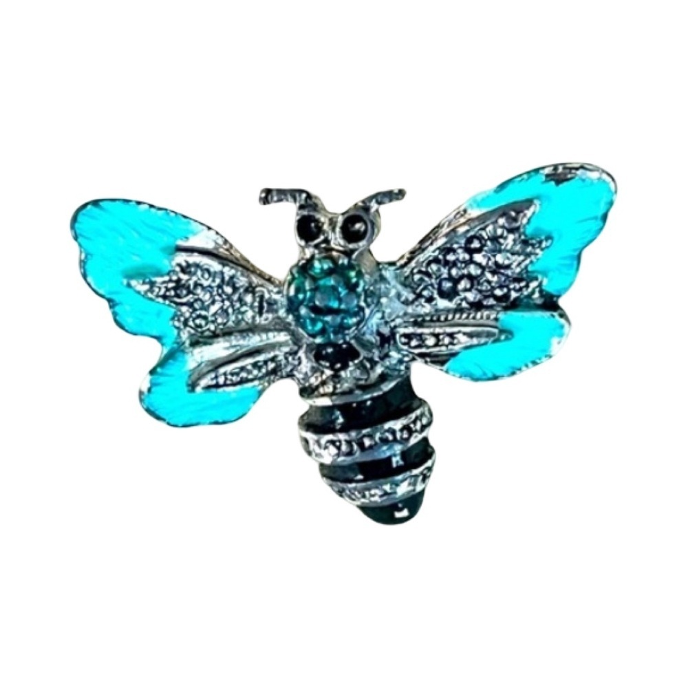 Vintage Blue and Silver Bee Brooch
